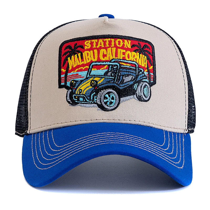 Unisex Summer Fishing Cap Breathable Mesh Trucker Hat Men Women Big Truck Embroidered Snapback Outdoor Fishing Hat