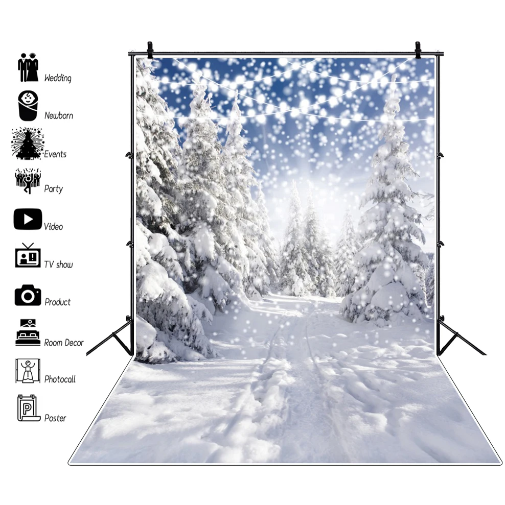 Photo backdrop Winter Forest Backdrop Photography Snow Scenery Snowflake Natural Landscape Christmas Baby Portrait Backgound Photo Studio