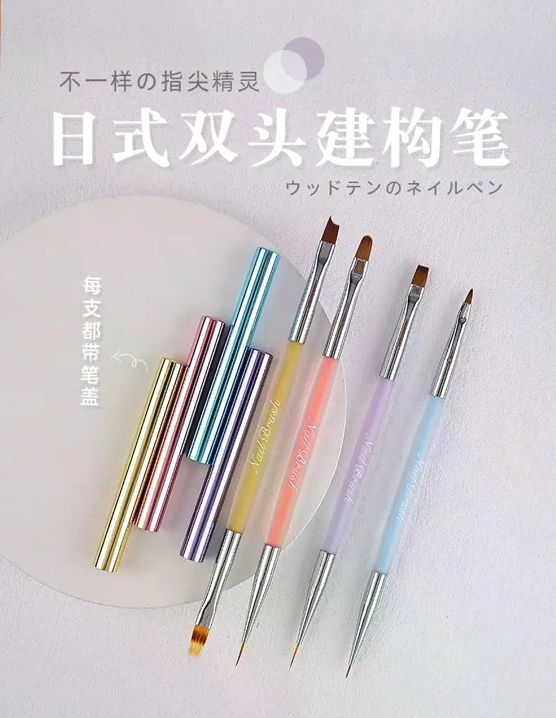 Description Picture 2 of itemDouble-end Crystal Handle Construct Pen Shape Lay Glue Nail Brush Painting Gel Brush Light Therapy Pen Draw Line Drawing Pens