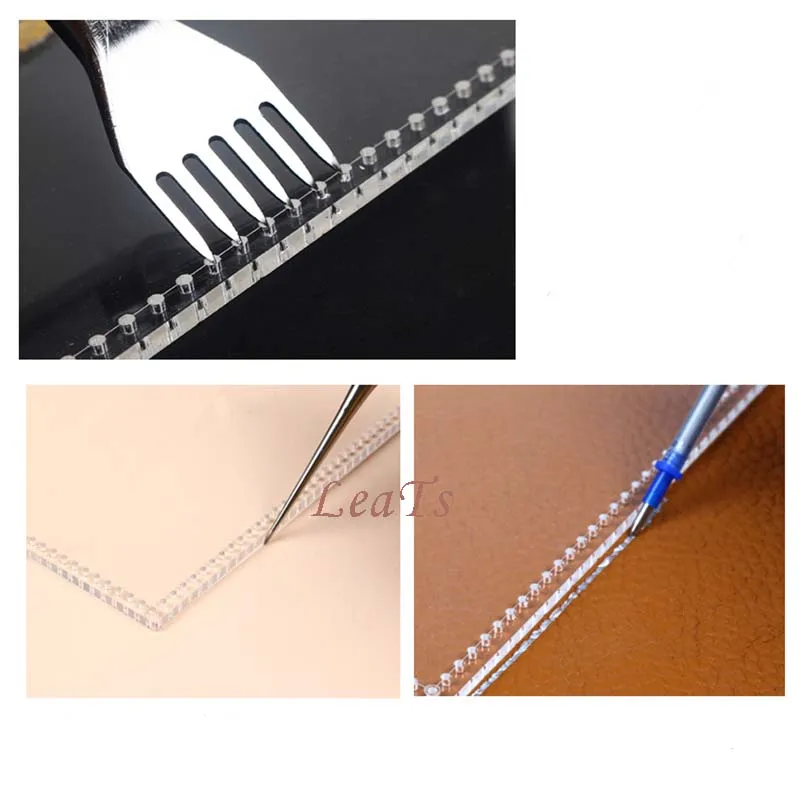 Leather Craft Acrylic Perspex Cutting Circle Corner Stitching Stencil Template Leathercraft Accessories Tools Sets Cutting