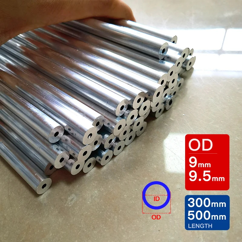 3-5 Stück Aluminiumrohr, Außendurchmesser 9-9,5 mm, Länge 300-500 mm, hohles, gerades, rundes Aluminiumrohr, 6063, dickwandig, groß – Detail 1