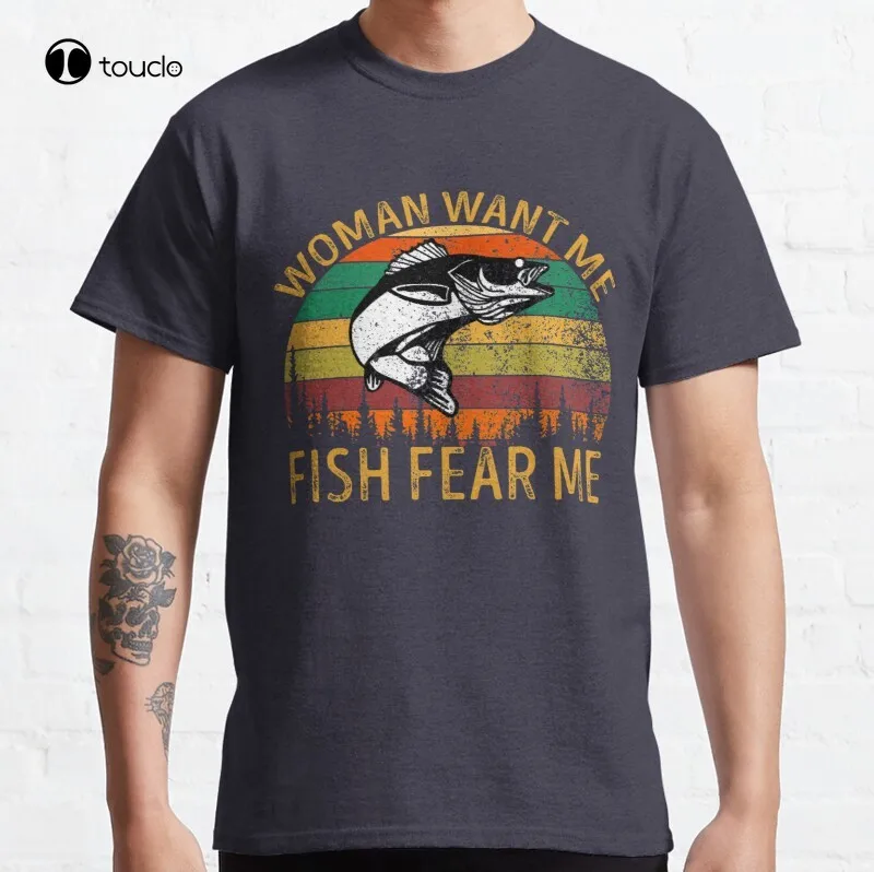 

Классическая хлопковая футболка унисекс, с надписью «Want Me Fish Me»