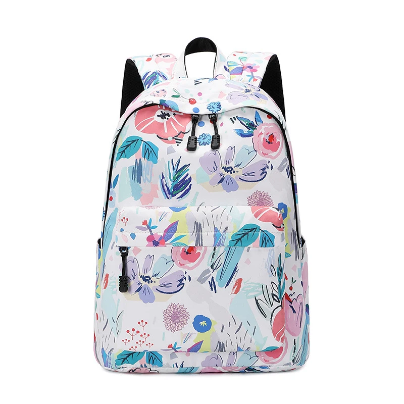 QA_ LC_ Girls Children Student School Floral Print Backpack Bag Schoolbag Gift 