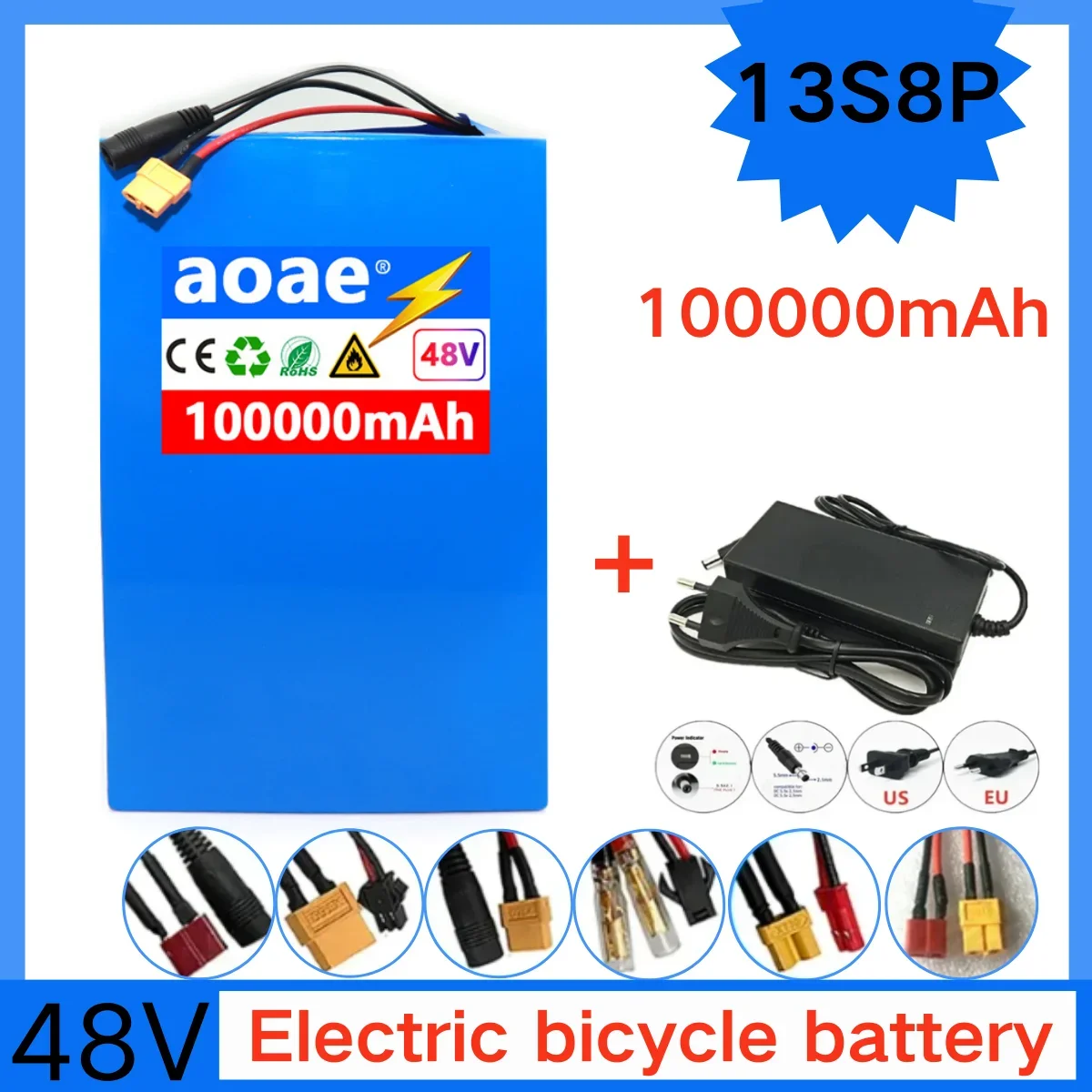 

Original 13S8P 48V100Ah bicycle Scooter battery 18650 13S8P Lithium Battery Pack 1000W electric bicycle battery Built in 50A BMS