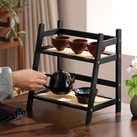 2 Layer Bamboo Wood Storage Rack for Kitchen Spice Caddy Shelf Desktop Cabinet Organizer Display Rack Coffee Bar Counter Shelf 2