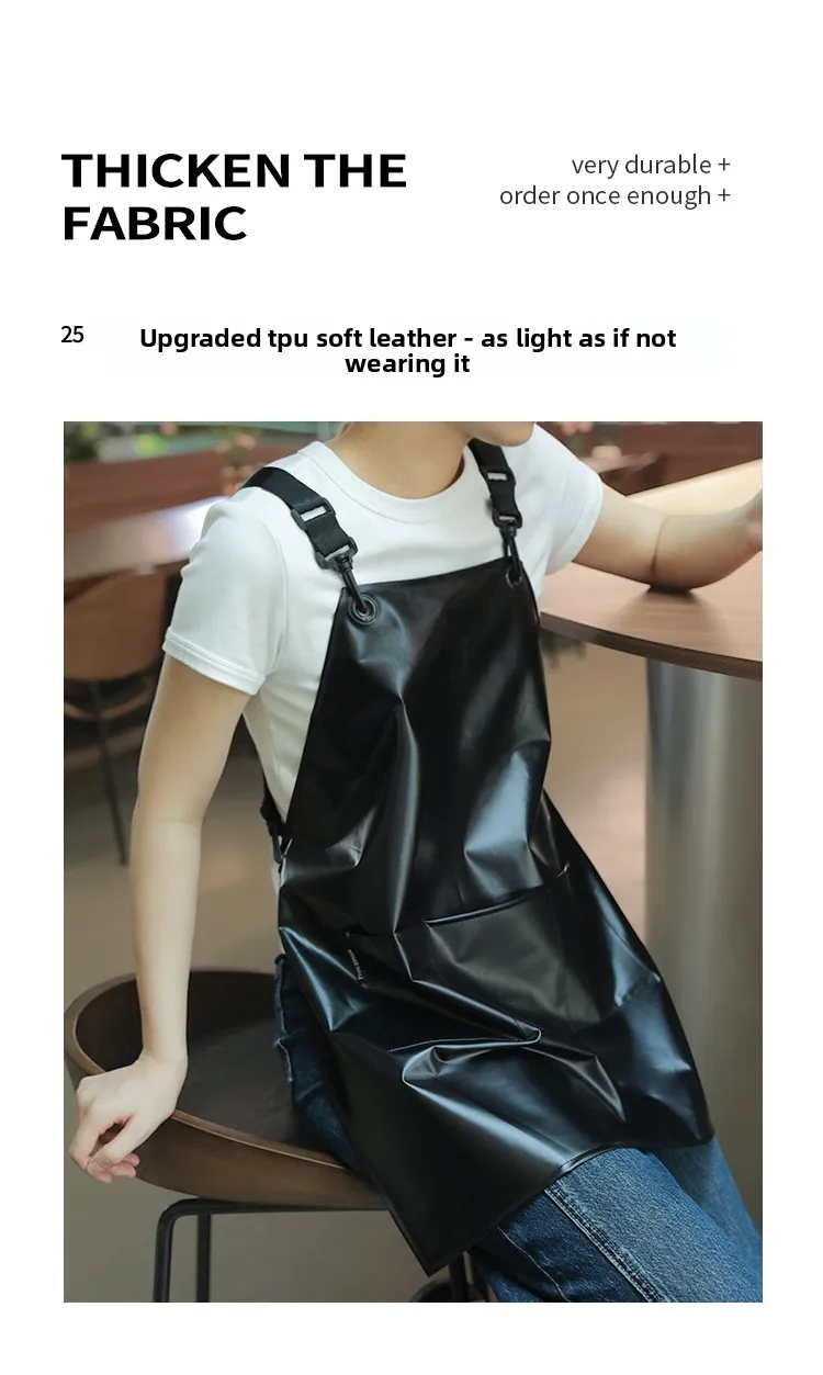 Wasserdichte, ölbeständige TPU-Schürze, individuelles Logo, Küche, Zuhause, neues weiches Leder, Restaurant, Kochen, Café, Arbeitskleidung, Männer und Frauen – Detail 5