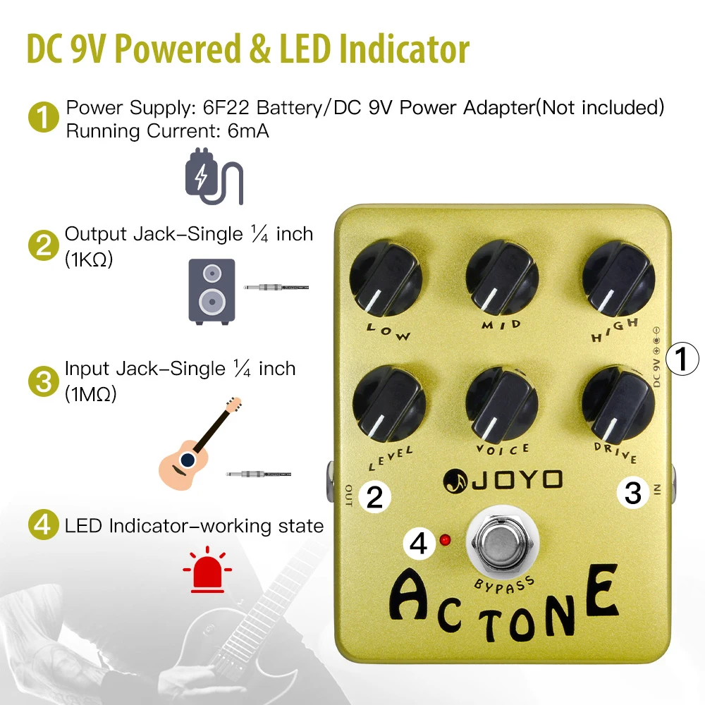 JF-13 AC TONE Overdrive Guitar Pedal Simulate from AC-30 Tube Amplifier Classic