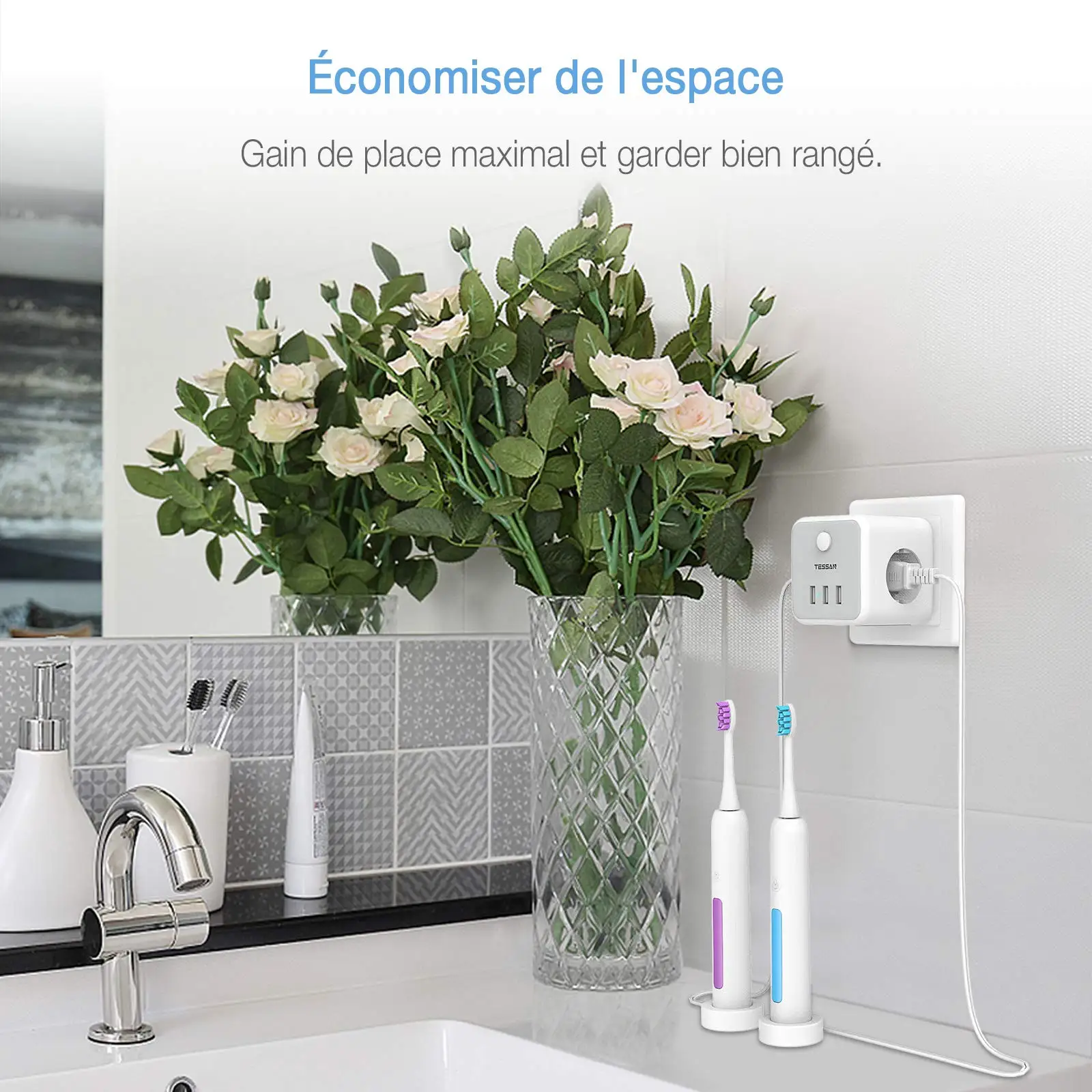 TESSAN European Korea Plug Electric Socket Extender with USB Ports Tee Socket Cube Multi-tap Power Strip Adapter for Home Travel power strip plug adapter electrical socket