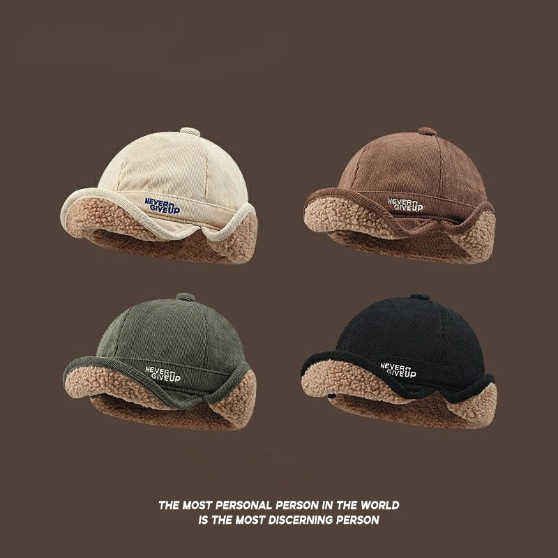 

Ins Popular Lamb Wool Thickened Duckbill Bomber Hats for Men and Women Autumn and Winter Outdoor Cycling Warm Flying Caps