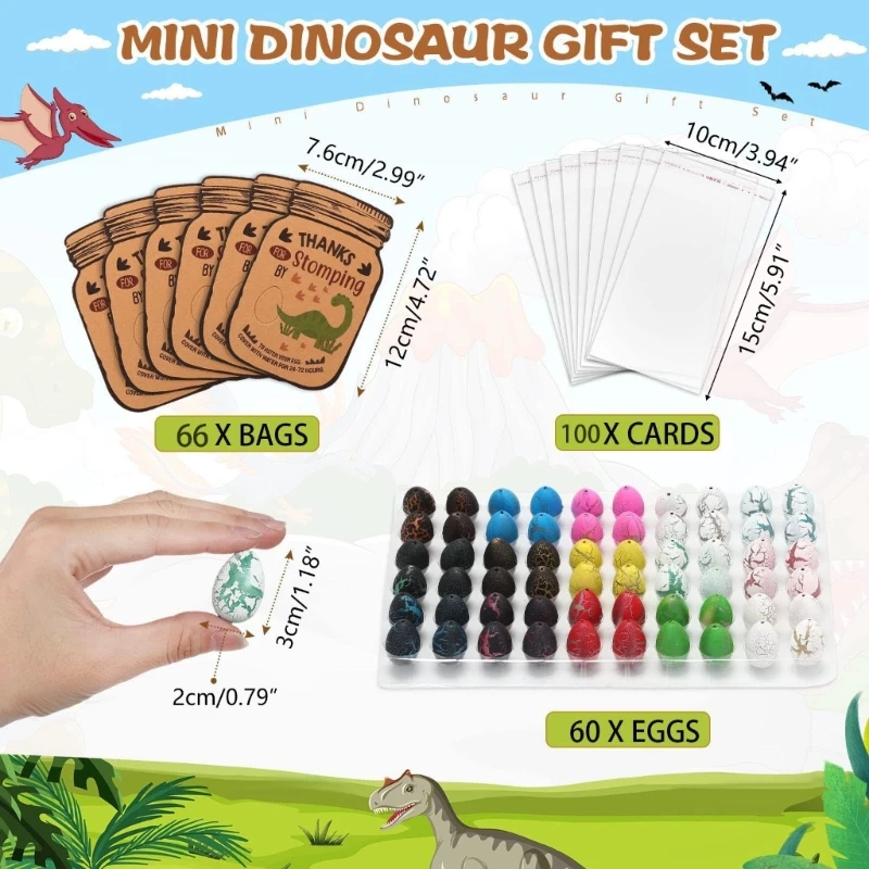 

Kids Novelty Fun 60Pcs Magical Hatching Inflation Growing Dinosaur Eggs Toys Children Educational Biological Toy for Boys Girls
