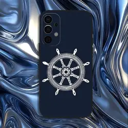 Anchor Boat Ship Wheel Design Black Phone Case Cover - Samsung S21Ultra (Z1)