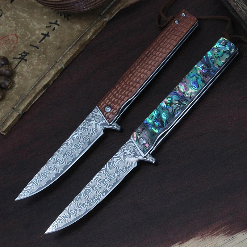 

Handmade Steel VG10 Folding Knife 60HRC Damascus Knives Self Defense Tool Sale Survival Tactical Knife For Outdoor Camping