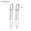 YUXINTOME 1 PC 925 en argent Sterling aiguille d'oreille coloré Zircon chaîne gland boucles d'oreilles pour les femmes deux trous boucle d'oreille bijoux A45