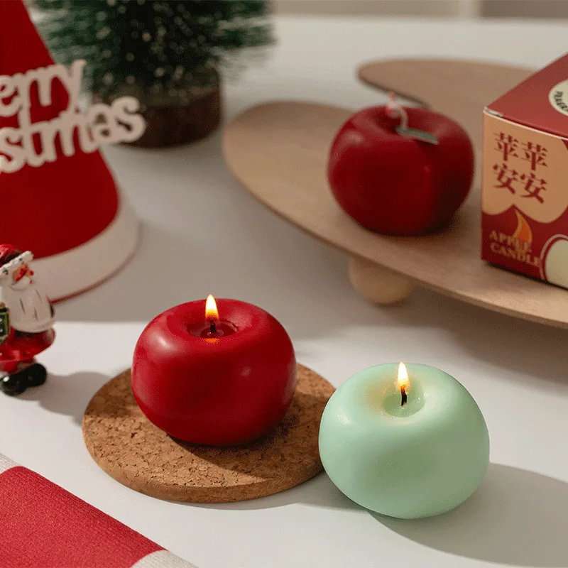 1 قطعة شكل التفاح الشموع المعطرة عيد الميلاد محاكاة عيد الميلاد جو الديكور هدية مزخرفة