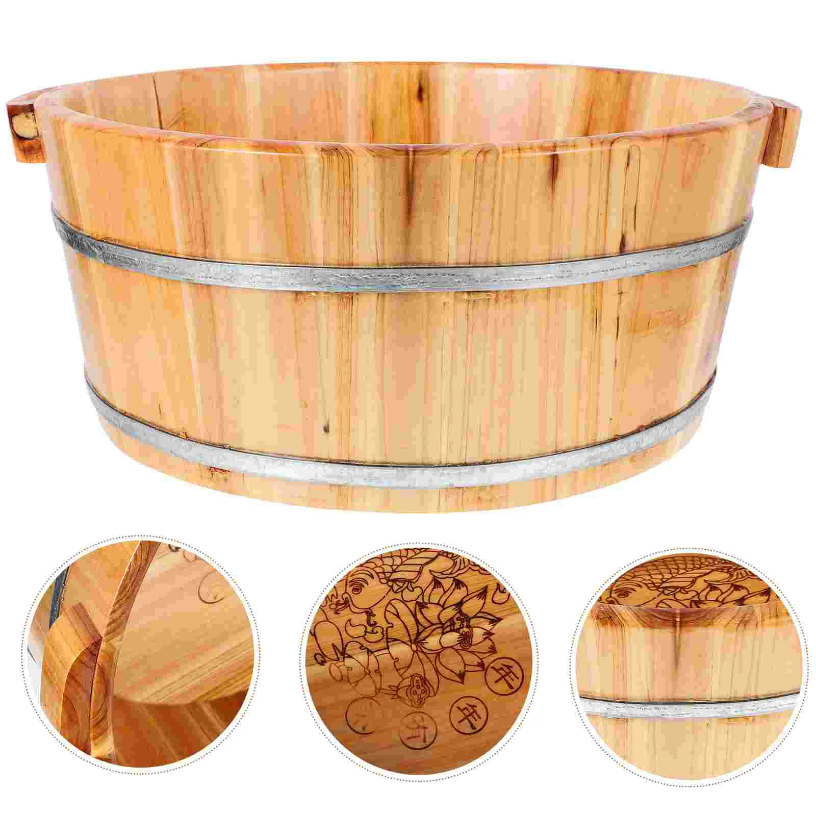 

Home Supplies Foot Soak Tub Bath Basin Heat Wood Bucket Reusable Washing Portable Spa tubs & sauna rooms