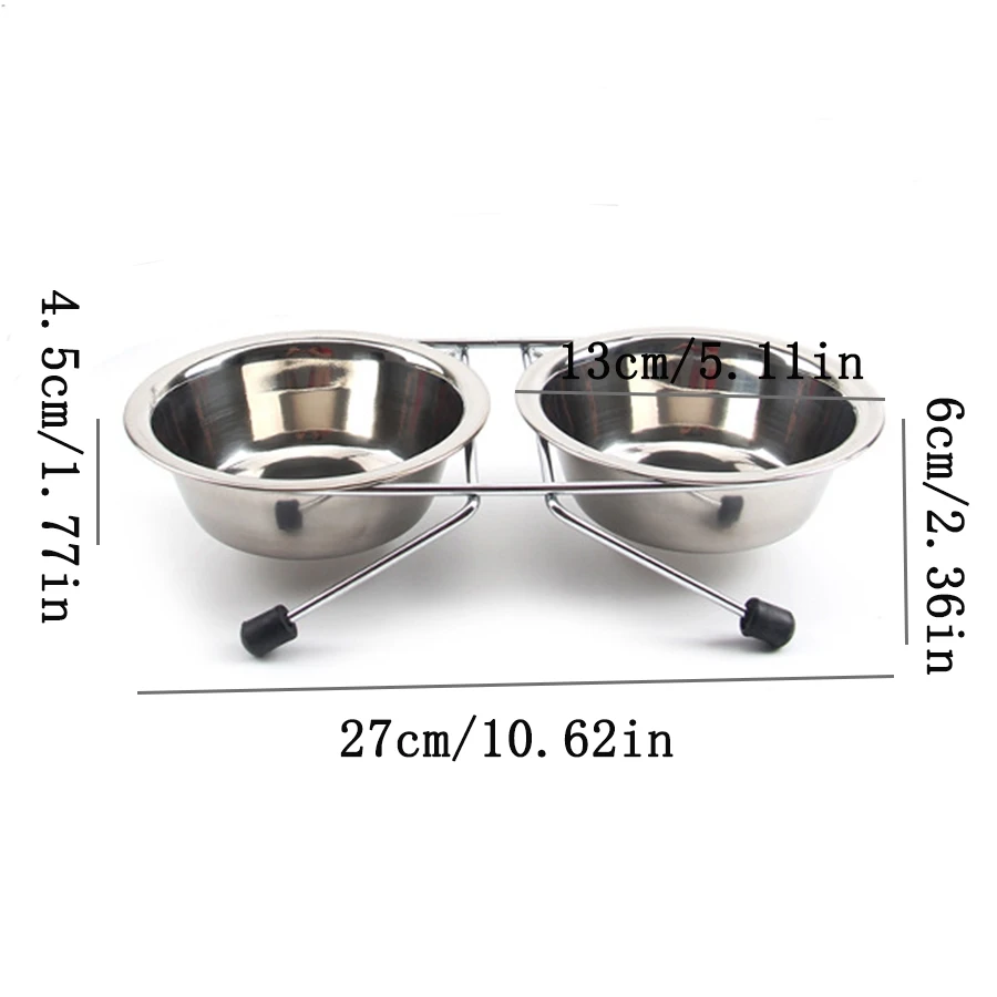 stainless steel pet bowl with anti slip bracket dog bowl 1PC reptile feed bowls