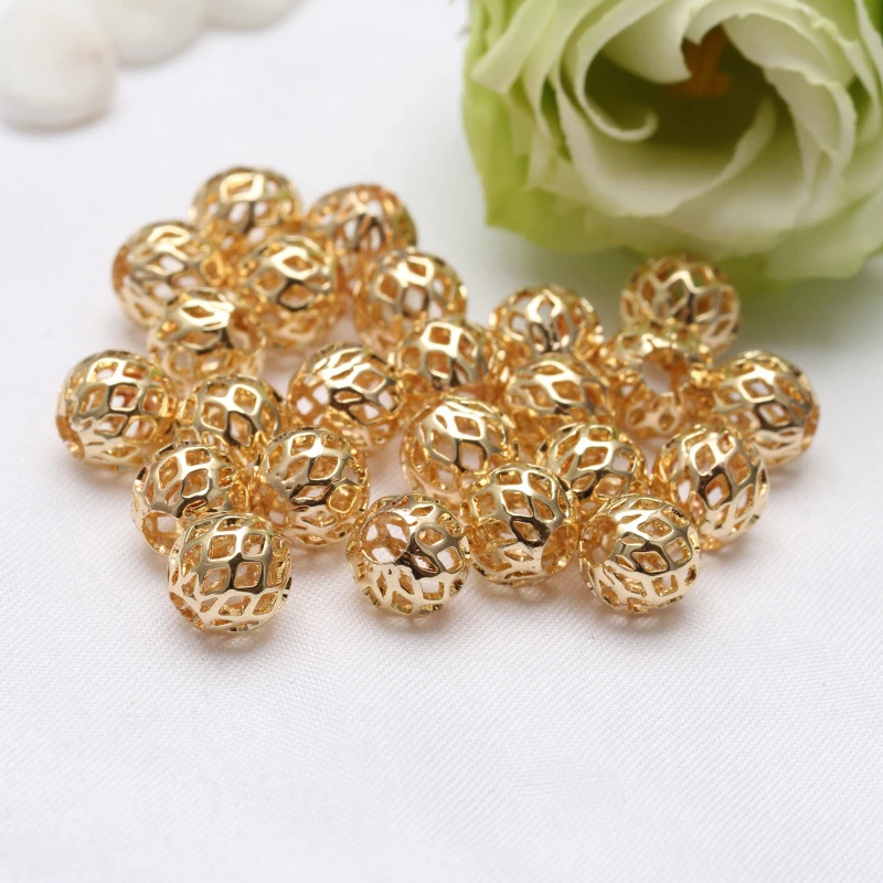 12mm, 14mm Gold Spacer Beads, Brushed Beads, Round Gold Plated Beads for Jewelry  Making, Necklace and Bracelet Making Spacer Balls Bead 