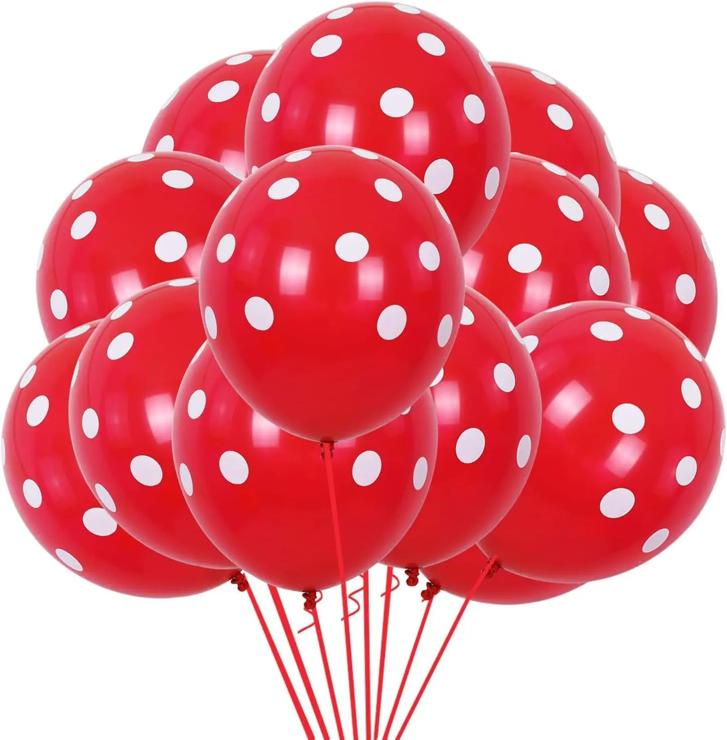 50/100 Stück 12 Zoll Rot-Schwarze Polka-Dot-Luftballons Gepunktete Latex-Bälle Kinder-Maus-Thema Geburtstagsparty Baby-Shower Dekorationszubehör – Detail 12
