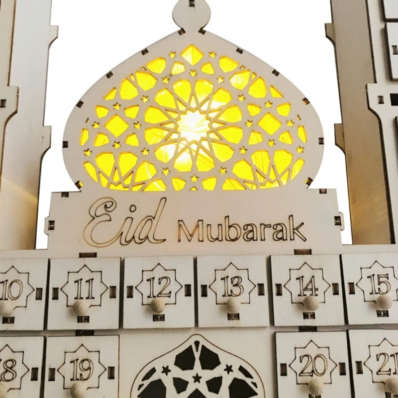생일 축제 휴일 파티 장식을위한 Led 라이트 데스크탑 장식 장식으로 Eid Mubarak 카운트 다운 달력