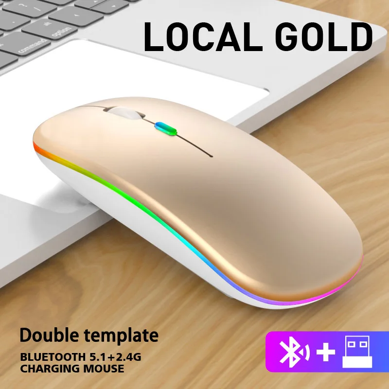Ergonomic Wireless Bluetooth Rechargeable Mouse with LED Backlight