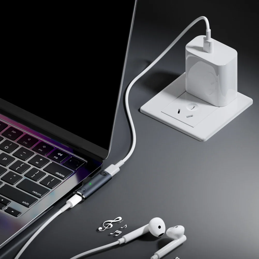 2 In 1 Type C Headphone Charging Connector AUX Audio Adapter PD100W USB C To 3.5mm HiFi Headphone Connector Parts