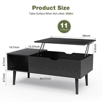 JHK Lift Top Coffee Tables For Living Room 39.37"x19.7" Desk Tea Wood Dining Tables Adjustable Storage Shelf Easy Lift Or Lower 3
