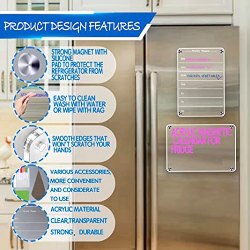 Clear Dry Erase Board For Refrigerator Acrylic Magnet Weekly Calendar For Refrigerator