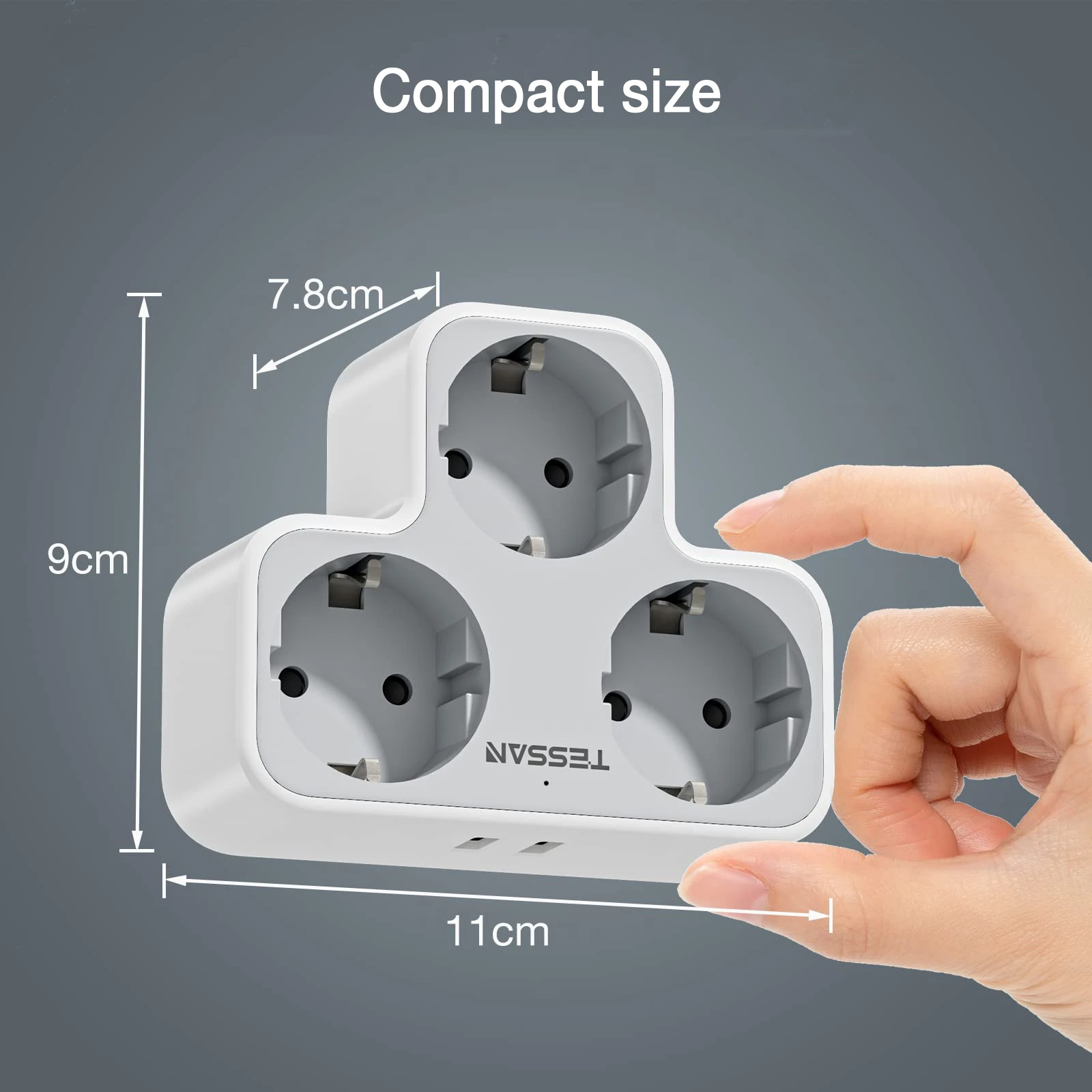 Plug Adapter Wall Socket Extender TESSAN Multiple Wall Socket Extender with 3 Outlets 2 USB Ports 5-in-1 European Plug Socket Adapter Wall Charger for Home Office