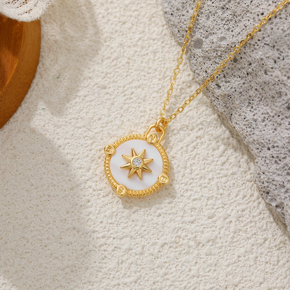 Trendy White Opal Geometric Rotundity Pendant Neckalce for Women Creative Personality Star Neckalces Hypoallergenic Jewelry 2025