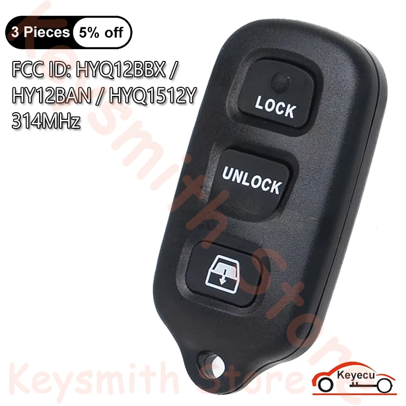 

KEYECU 3+1 4 Buttons 314MHz for Toyota 4Runner 1999-2009 Sequoia 2000-2007 Auto Remote Control Key Fob HYQ12BBX HY12BAN HYQ1512Y