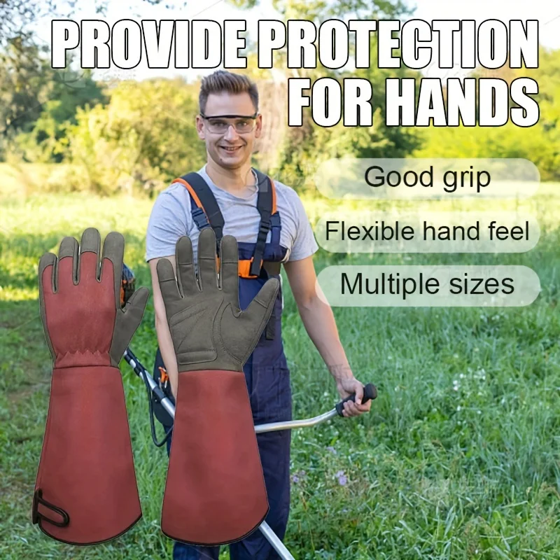 Long Style Gardening Gloves Thorn Proof Gloves Canvas Rose Pruning Garden Gloves with Touch Screen Breathable Work Gloves 2
