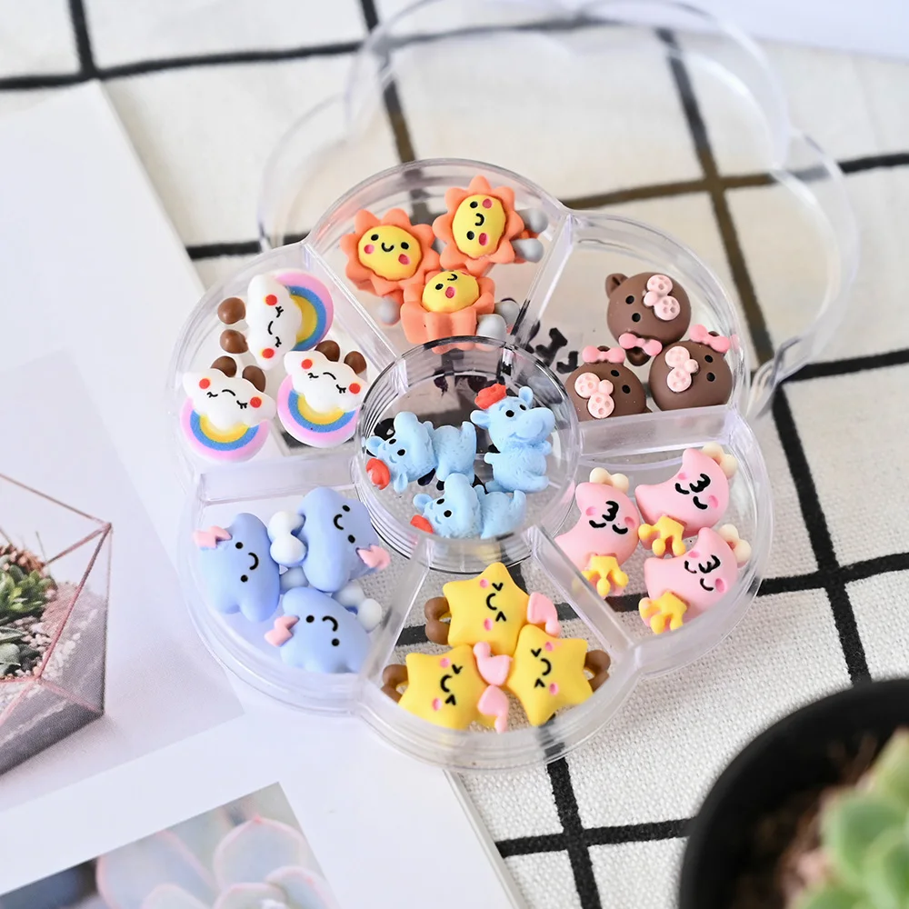 

1 коробка 3D Смешанные Подвески из смолы детали для ногтей кавайный щенок овечка Пингвин украшение «сделай сам» акриловые аксессуары для ман...