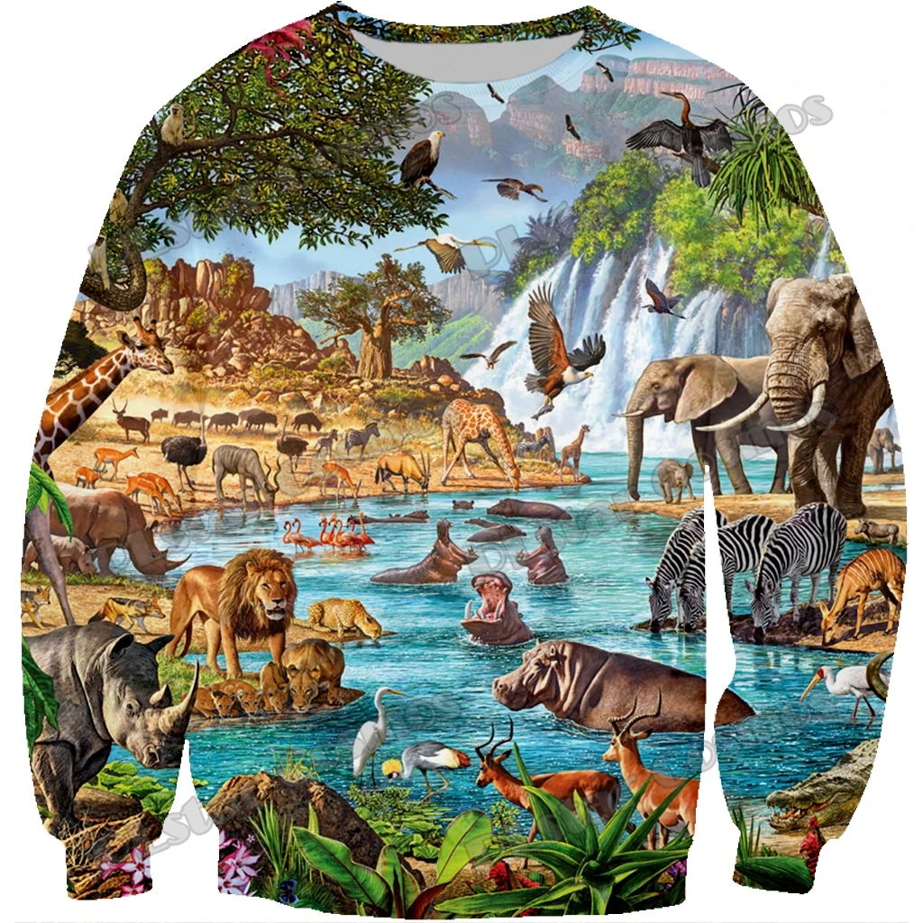 Animal World Lion / Bear / Tiger 3D Printed Men's Sweatshirt Autumn Unisex Casual Long sleeve Pullover Sudadera Hombre HW39