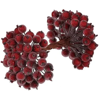 Christmas Red Berries Artificial Pomegranate RedCherry Bouquet Artificial Flower Ornaments for Xmas Tree Party Home Decor 2