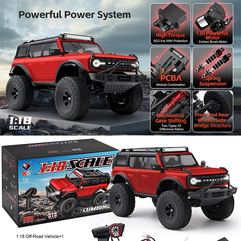 신제품 1/18 WLtoys 184023 전문 시뮬레이션 RC카 오프로드 4x4 기계식 기어 변속 고속 등반 자동차 장난감 소년 선물