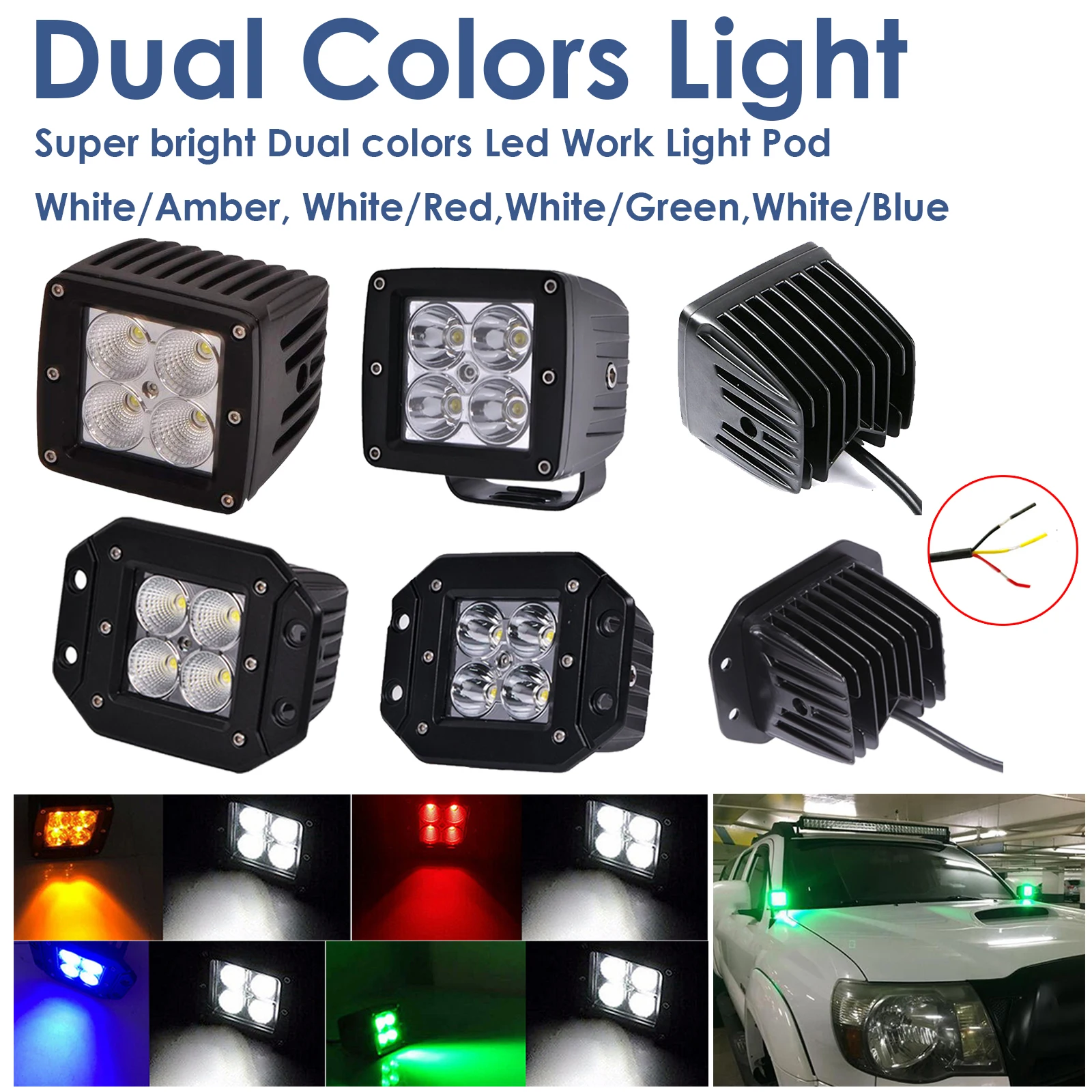 

3 inch Led Light Dual Colors Change 24W For Motorcycle Car Auto 4x4 Off Road ATV SUV Led Bar Fog Lights Headlight Spotlight Lamp