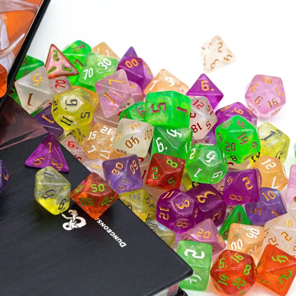 Opaque Poly 7 Dice RPG Set Purple Pathfinder 5e Dungeons Dragons D&D Roleplay HD 