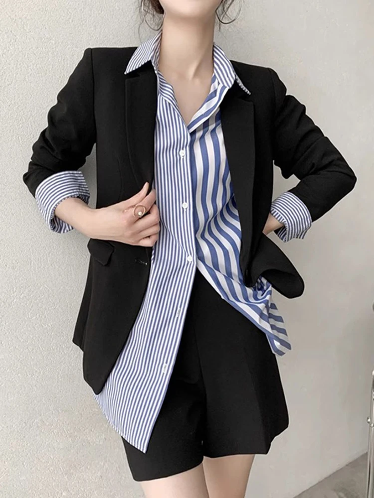 BZVW Office Lady Blazers For Women Solid Single Button Elegant Fit Female Jackets Fashion Coats 2024 Summer New 26D9106