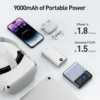 iWALK Upgrade 3-in-1 Universal Charging Cable Capsule Mobile Power Bank Fast Charge Portable External Battery Powerbank,Black 3