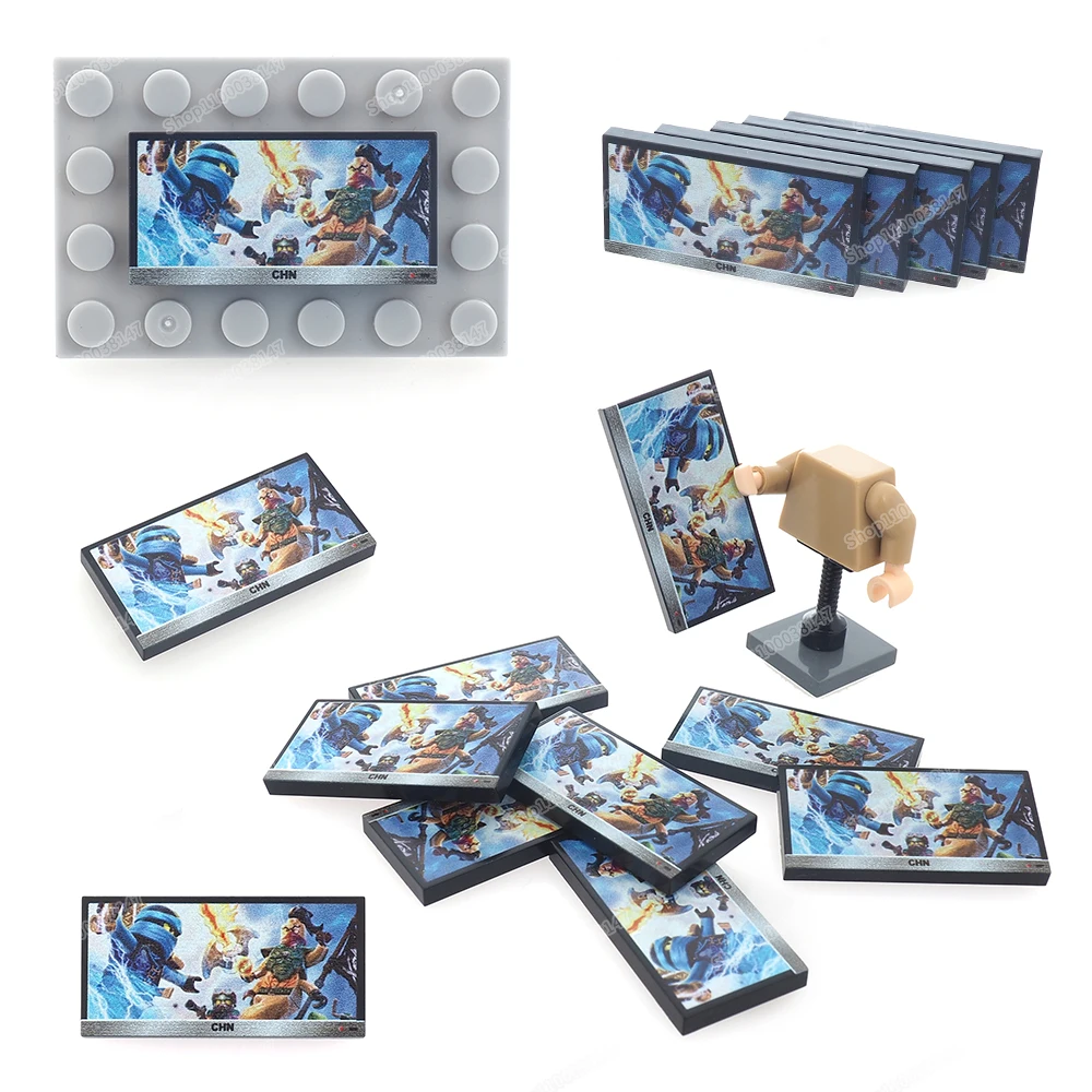 Ninja Picture Printed Tiles 2*4 Movie Screen Building Block 87079 Moc Household Scene Figure Puntelli Accessori Modello Giocattolo Per Bambini