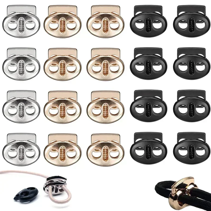 4mm-5.5mm Twin Hole Metal Stopper Cord Locks Bean Drawstring Toggle Clip Apparel Shoelace Sportswear Button Accessorie 10Pcs cord lock stopper detachable stopper cord lock cord stopper cord end lock