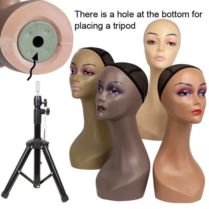 Half Shoulder Dummy Head 6Pcs/Box Fiber Glass Mannequin Head With Bottom Cover Wig Display Stand Female Mannequin Head For Wig