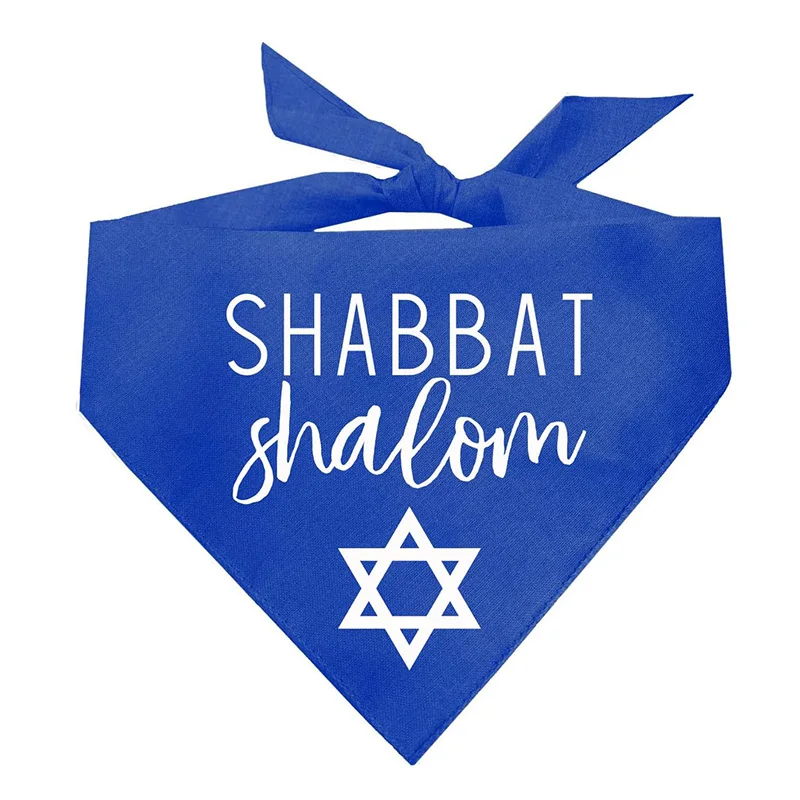 Blue Star Of David Shabbat Shalom Dog Cat Boy Girl Bandana Jewish Judaica Ebraico Sabbath Decoration Pet Mom Lover Gift Present