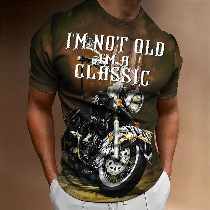 

Motorcycle T-shirt Men 3D Car Print Short Sleeve T Shirt Oversized Tee Shirt Man Vintage Tops Street Ride Biker T Shirt For Men