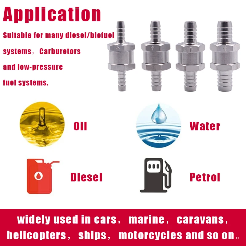 Fuel Non Return Check Valve 6/8/10/12mm Aluminium Alloy Petrol Diesel Water Fuel Line One Way for Peugeot for Renault
