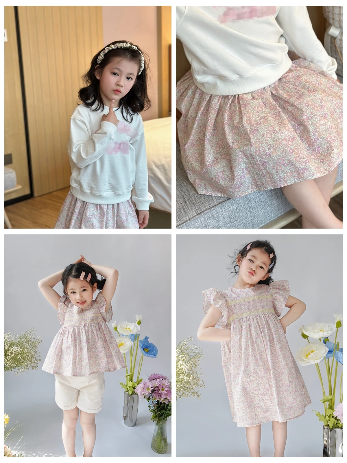 

Bonpoint Style 24 Summer For Girls Floral Printed Cotton Sweater/Mini Skirt/Dress/Blouse Lab Cici