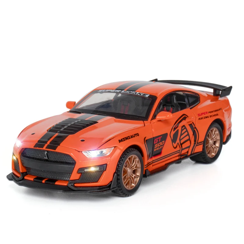 Simulation 1/32 Scale Ford Mustang Viper GT500 Alloy Die-casting Model Sound And Light Pull Back Toy Sports Car Children's Gift 1 50 scale truck crane alloy car model light