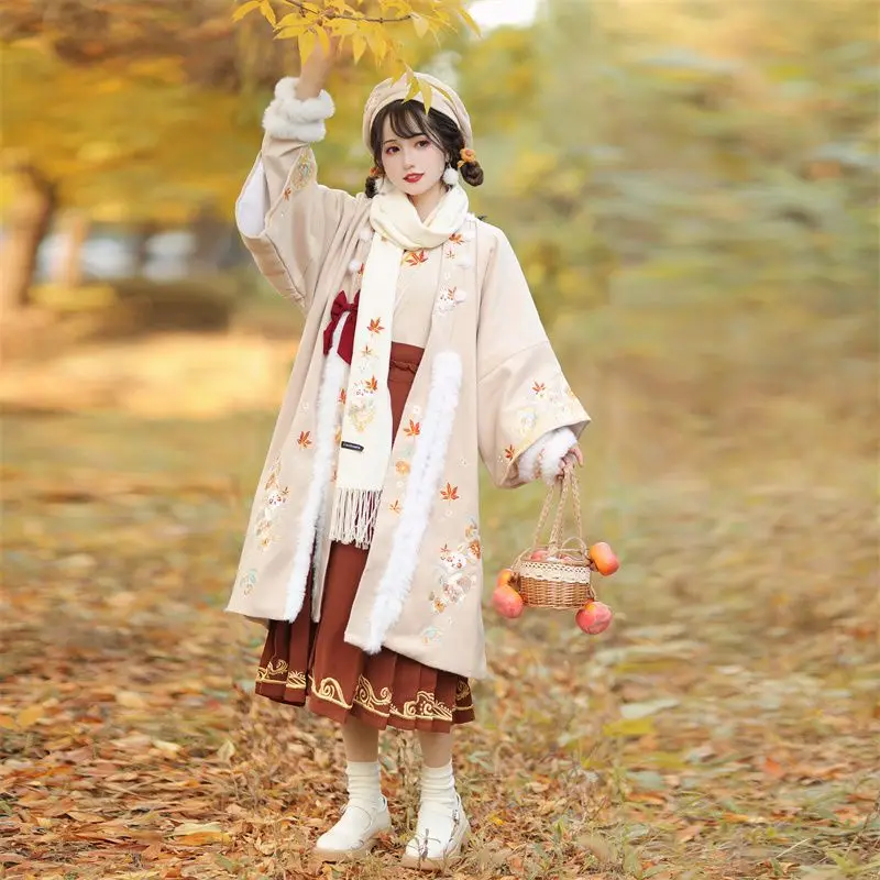 

Song Uniform Han Costume Women's Winter Han Element Long Dress Daily Horse Face Skirt Mamian Dress Costume Autumn Hanfu Dress