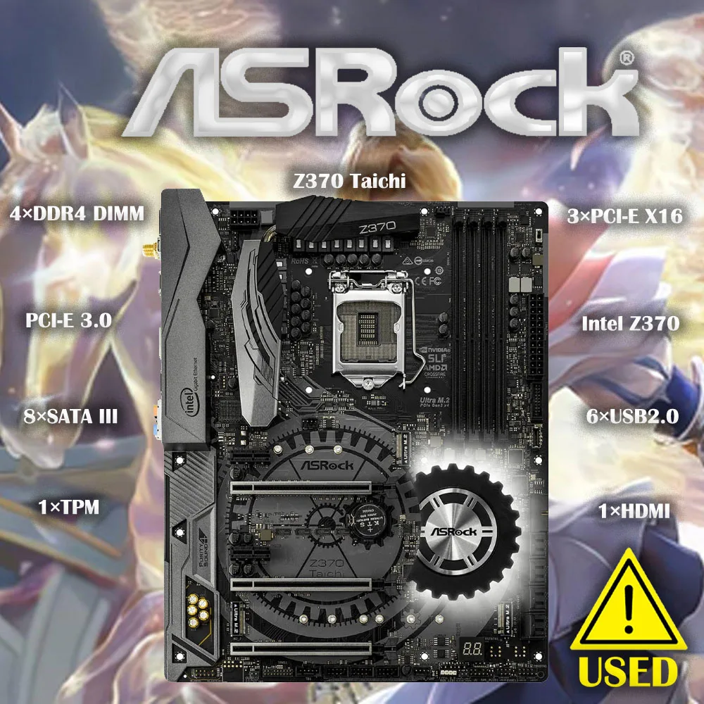 Taichi-デスクトップマザーボード,64GB,pci-e Asrock-Z370,lga 3.0
