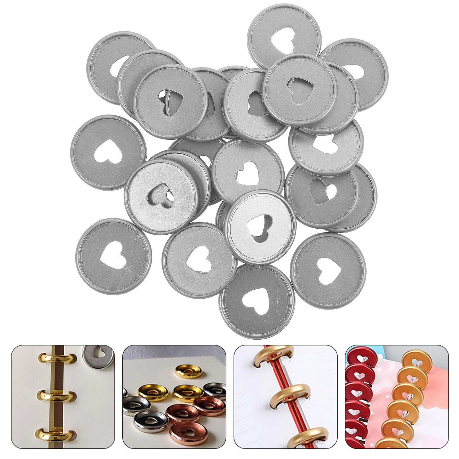 

24 Pcs Heart Binding Buckle Expansion Binder Rings Clips DIY Buckles Heart-shaped